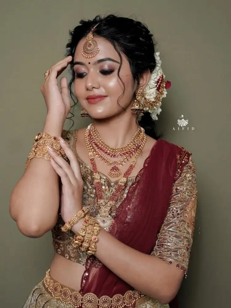 Hindu Bridal Engagement Party makeup look by Makeup Maestro on Makeup Kerala